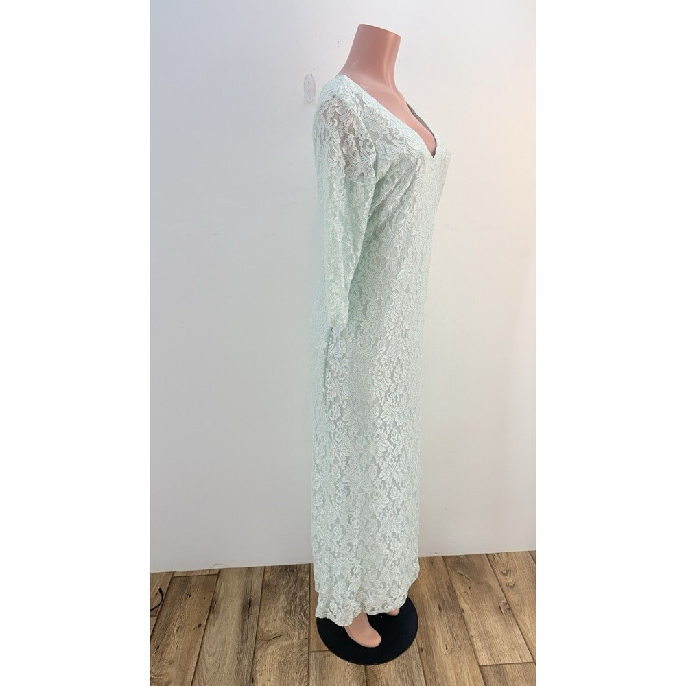NWT Marina Women's Size 10 Mint Aqua Lace Sleeveless A-Line Maxi Dress Gown Prom - Picture 9 of 16